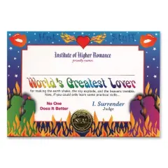 Beistle World'S Greatest Lover Certificate, 5" x 7", (6/Pkg) Multicolored