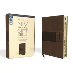 Niv, Premium Gift Bible, Leathersoft, Brown, Red Letter Edition, Indexed, Comfort Print - by  Zondervan (Leather Bound)
