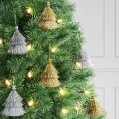 3' 5" Christmas Mini Tassel Ornament Set Champagne - Wondershop&trade;