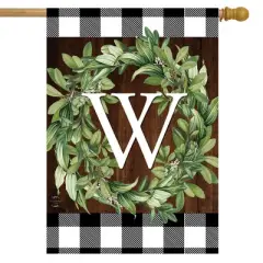 Wreath Monogram W Double-Sided House Flag Everyday 28" x 40" Briarwood Lane