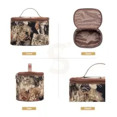 Signare USA Cat Brown Toiletry Vanity Bag