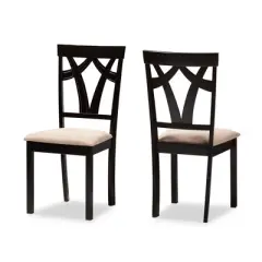 Set of 2 Sylvia Espresso Finished Dining Chair Sand/Brown - Baxton Studio