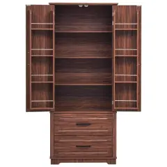 YOOCOZZ Embossed Kitchen Storage Cabinet & Pantry Cabinet with Adjustable Shelves, Door Shelves and Drawers