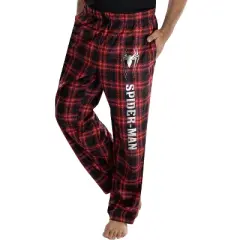 Marvel Comics Men's Spider-Man Plaid Loungewear Pajama Pants Red Plaid