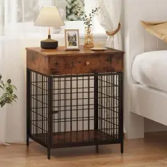 Dog Crate Furniture for Small Dog, Wooden Dog House Indoor, Decorative Dog Kennel with Drawer, Indoor Pet Crate End Table