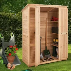 VEVOR Outdoor Storage Shed, Oversize Wooden Outside Storage Cabinet with Waterproof Roof and Metal Frame with Shelves & Floor, 58"x78"