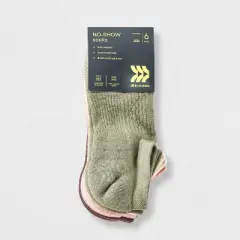 Women's Cushioned Active Solids 6pk No Show Socks - All In Motion&trade;: Arch Support, Zone Cushioning, Reinforced Heel & Toe
