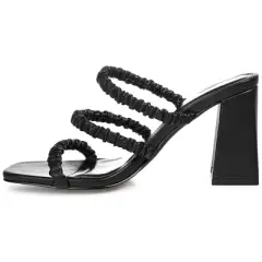 Journee Collection Womens Reagaan Tru Comfort Foam Open Square Toe Block Heel Sandals Black 9