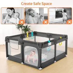 GOTGELIF 50"x50" 4-Panel Baby Playpen Spacious & Secure Portable Playard