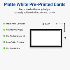 Avery&reg; Cards, 2" x 3.5", Double Black Border, Matte White, 80ct
