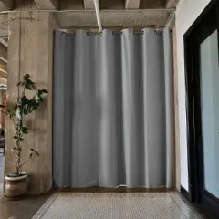 Room Dividers Now Tension Rod Room Divider Kit 8ft Tall x 6ft 8in - 9ft 6in Wide - Slate Gray (With Curtains)
