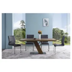 Set of 2 Fusion Contemporary Side Dining Chair Gray And Stainless Steel - Armen Living