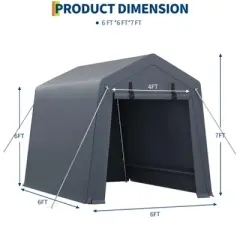 6x8 FT Portable Outdoor Storage Shed with Roll-Up Zipper Door & Vent, 240G Heavy-Duty Shelter Waterproof PE Tarp, UV-Resistant Carport for Motorcycle