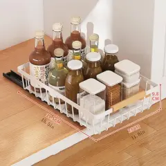 Pull Out Cabinet Organizer, Multifunctional Sliding Mesh Cabinet Basket, No Drill Pull Out Shelf Storage Drawer for Kitchen Bathroom Home Pantry