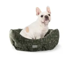 PetShop by Fringe Studio Camping Olive Round Cuddler Dog Bed