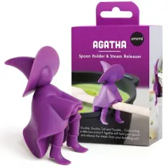 OTOTO Agatha Spoon Holder and Steam Releaser Silicone Spoon Rest Purple