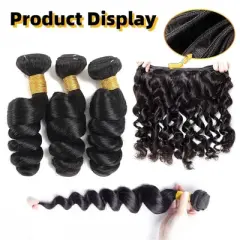 Jessie's Wig 14-30 Inch Grade S Loose Wave Human Hair Bundles 95g For Women Thin Hair Loose Wave #1b Natural Black 1Pcs/Pack