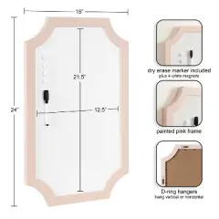 Kate & Laurel All Things Decor 15"x24" Holbrook Magnetic Dry Erase Board Pink