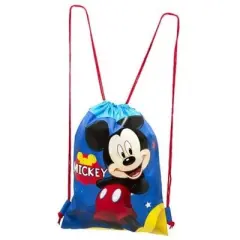 Disney Mickey and Minnie Mouse 4 Pack Set Drawstring Backpack Plus Lanyards with Detachable Coin Purse