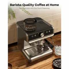 Acekool Semi-Automatic Espresso Machine Coffee Maker with Built-in Grinder & Milk Steamer