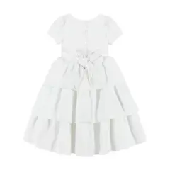 Andy & Evan  Toddler  Puff Sleeve Satin Tiered Dress.