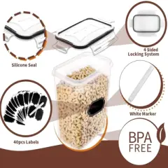 24-Piece Airtight Food Storage Container Set with Lids, BPA-Free, Plastic Leak-Proof Jars for Cereal, Flour, and Sugar