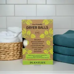 Plantlife 6 Wool Dryer Balls - Reusable, Natural Fabric Softener, Reduces Wrinkles, Saves Drying Time - Unscented Wool Dryer Balls, 6-Pack