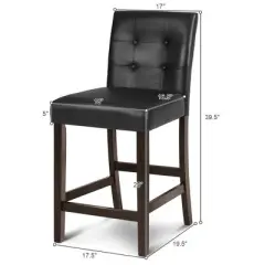 Costway Set of 2 Bar Stools 25inch Counter Height Barstool Pub Chair Rubber Wood Black