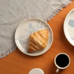 SEVOBAL Serving Platters Handcrafted Ceramic Floral Side Plate, Elegant Dining Accent for Everyday and Entertaining, Off-White, 6.69"*6.69"*0.79"
