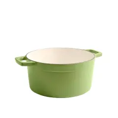 Martha Stewart 7qt Enameled Cast Iron Dutch Oven with Lid Bay Leaf: Oven-Safe, Smooth Surface & Gas Compatible