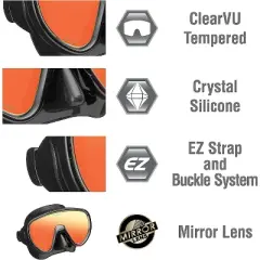 Tusa Serene Adult Mirror Black Series Mask and Snorkel Combo