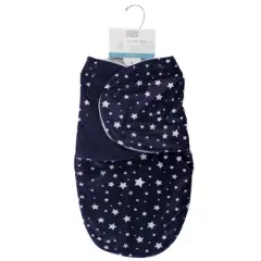 Hudson Baby Infant Boy Plush Swaddle Wrap, Navy Star, 0-3 Months