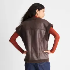 Women's Faux Shearling Lined Leather Vest - Future Collective&trade; with Reese Blutstein Dark Brown