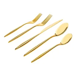 Godinger Silver 20pc Milano Mirrored Stainless Steel Flatware Set Gold: Service for 4, Dishwasher-Safe, 18/10 Stainless Steel