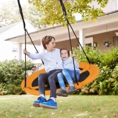 Infans 40" Saucer Tree Swing w/ Adjustable Hanging Ropes for Backyard or Outdoor Yellow
