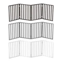 Indoor Pet Gate - 4-Panel Folding Dog Gate for Stairs or Doorways - 72x24-Inch Freestanding Pet Fence for Cats and Dogs by PETMAKER (Gray)