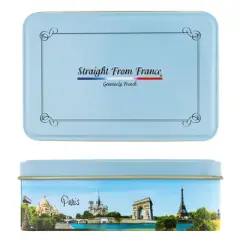 Straight from France Premium Candied Almonds (French Jordan Almonds) in Paris Themed Gift Tin, 90 Pieces, White