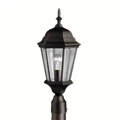 Madison 21.5" 1 Light Post Light with Clear Beveled Glass in Black