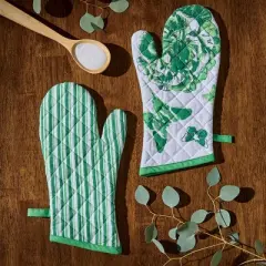 Patricia Heaton Home Green Florals And Flitters Floral Oven Mitt
