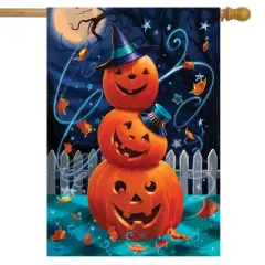 Briarwood Lane House Flag 40x28 For Outdoor Halloween Pumpkin Stack For Halloween House Flag