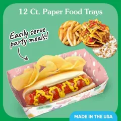 Big Dot of Happiness Pajama Slumber Party Paper Food Trays, Disposable Double-Sided Paper Food Holders for Nachos, Hot Dogs, French Fries - 12 Ct