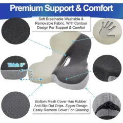 5 Star Super Deals Ergonomic Memory Foam Seat Cushion with Lumbar and Back Support &ndash; Coccyx and Tailbone Pain Relief