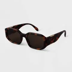 Women's Tortoise Shell Print Angular Rectangle Sunglasses - A New Day&trade; Brown
