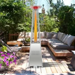 Tangkula 90'' Pyramid Patio Heater with Electronic Ignition System 42,000 BTU Gas Porch and Deck Heater with Wheels