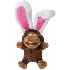 goDog Flips Monkey-Rabbit Silent Squeak Plush Dog Toy, Chew Guard Technology - Brown, Small