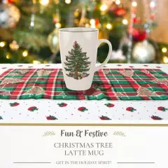 Spode Christmas Tree Latte Mug - 22 Oz Holiday Coffee Cup for Tea, Hot Cocoa, and More - Dishwasher & Microwave Safe Fine Earthenware Mug