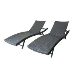 2 PCS Patio Lounge Chair Chaise Recliner Weather Resistant without Cushion-Christopher Knight Home