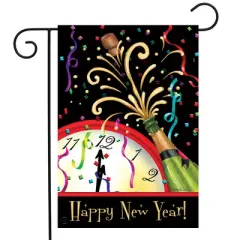 Briarwood Lane Winter New Year's Garden Flag 12x18 For Outdoor Happy New Year Clock For New Year's Garden Flag Flags For Outside
