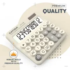 CATIGA Mechanical Switch calculator, 12-Digit LCD, Solar & Battery Power, Big Buttons, Aesthetic Design for Home, School, Office Use. SD-1299