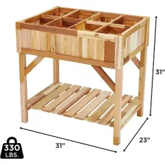Jumbl Cedar Wood Raised Garden Bed & Herb Planter Box, 31" x 23" x 31"